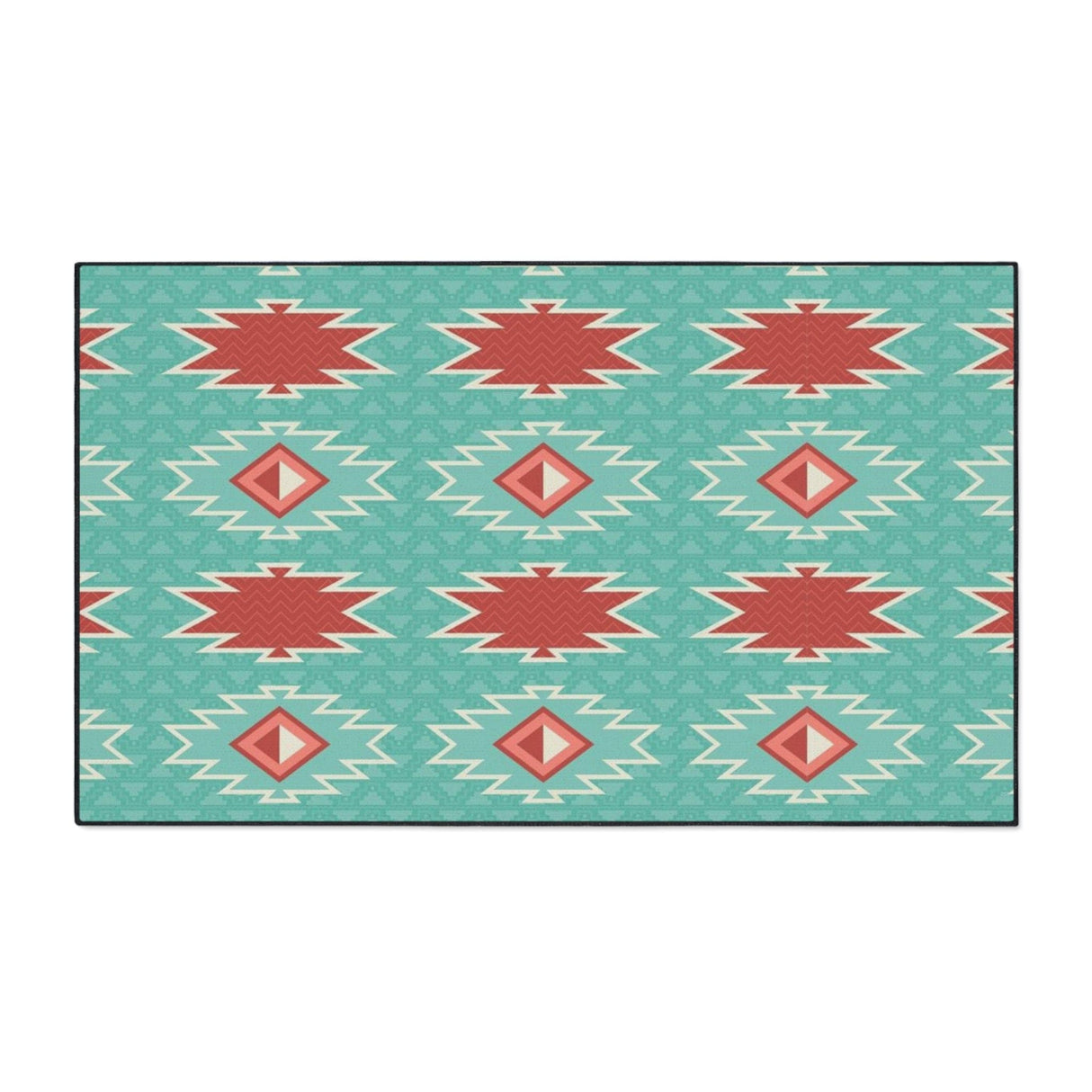 Red Blue Aztec Non-Slip Rug