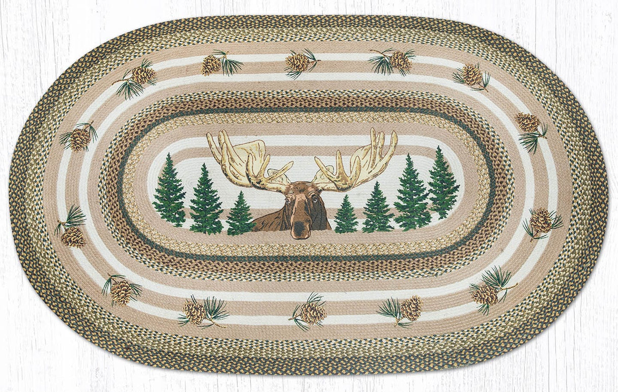 Bull Moose Forest Oval Rug