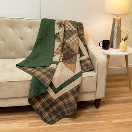 Plaid Star Pines Throw