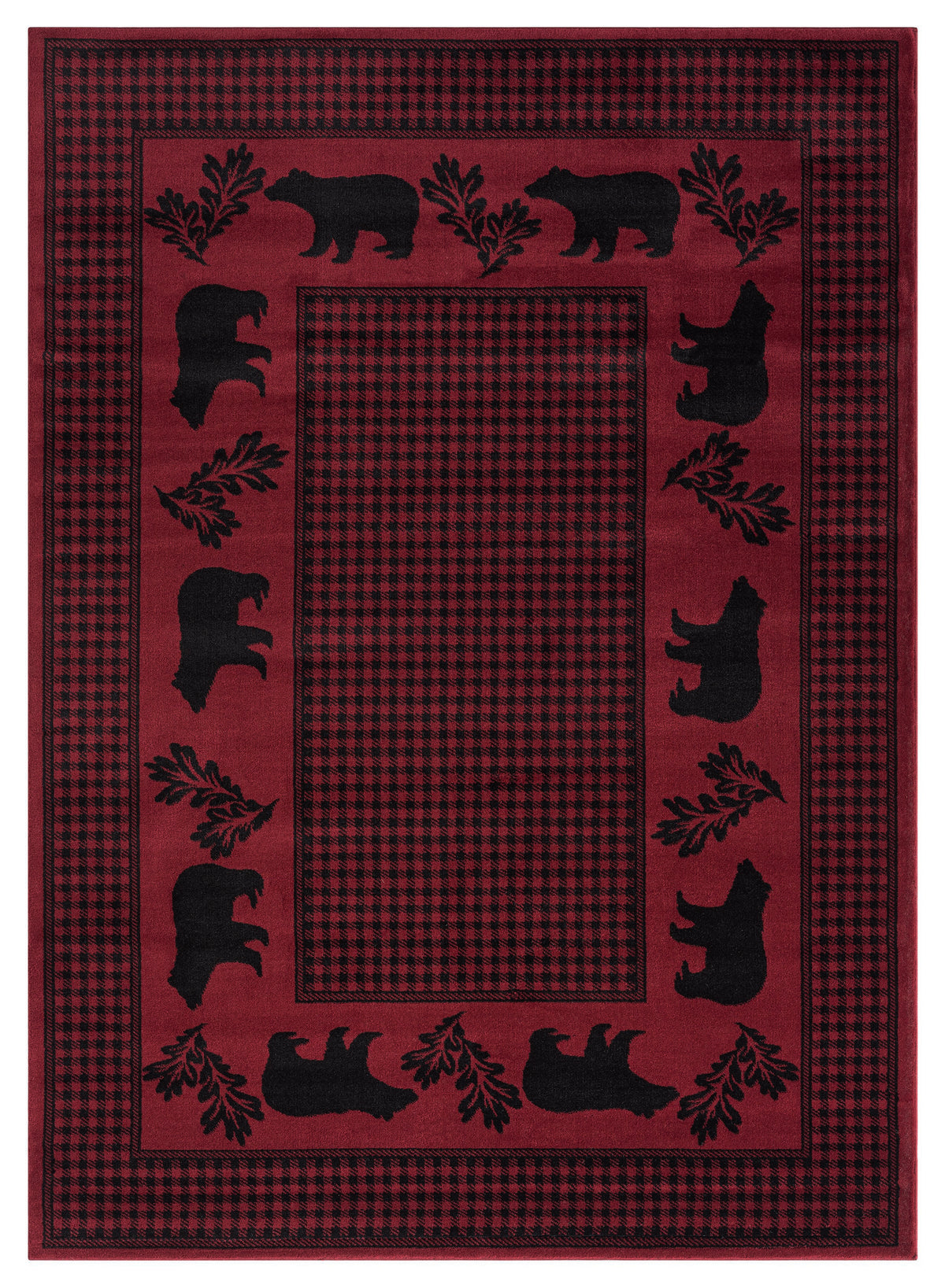 Highland Bear Red Area Rug