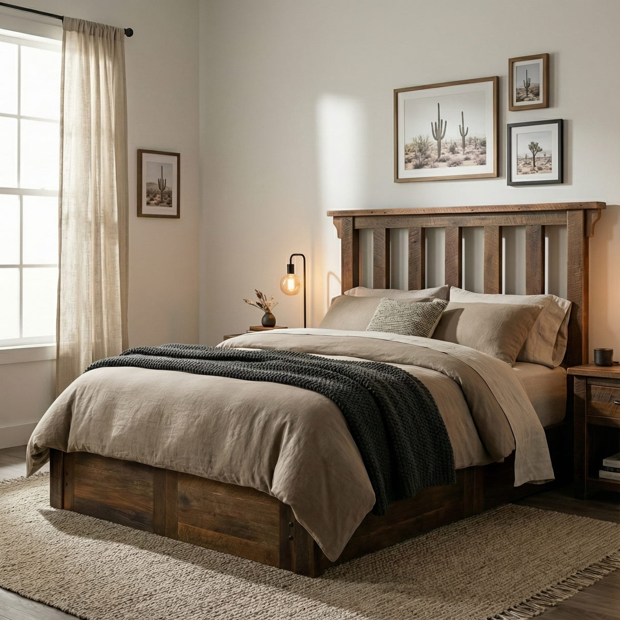 Barnwood Post Platform Bed