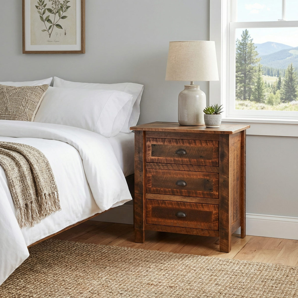Barnwood XL 3 Drawer Nightstand