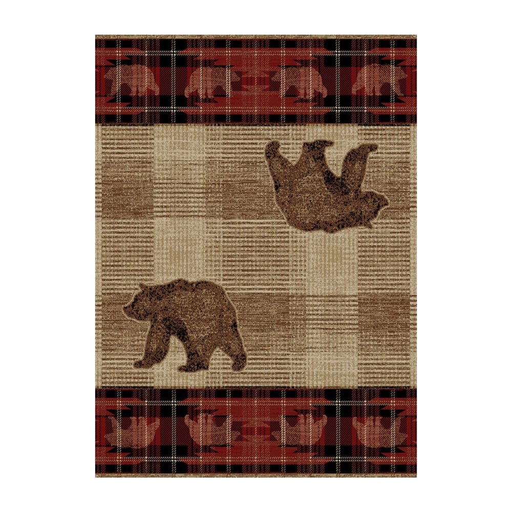 Bear Mirror Red Area Rug