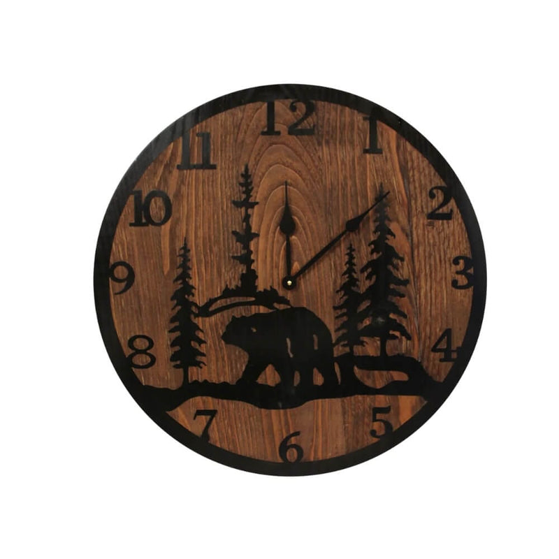 Bear Of The Forest Etched Accent Clock