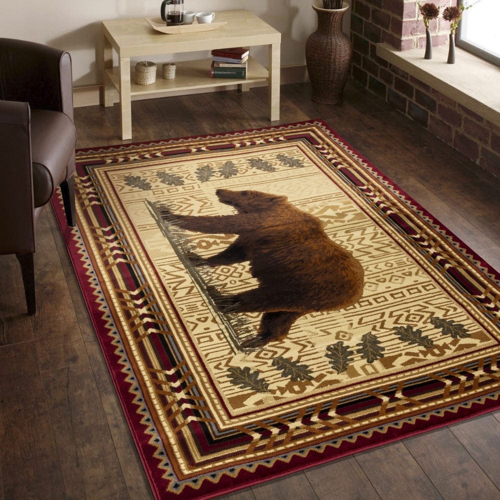 Bear Roam Red Area Rug
