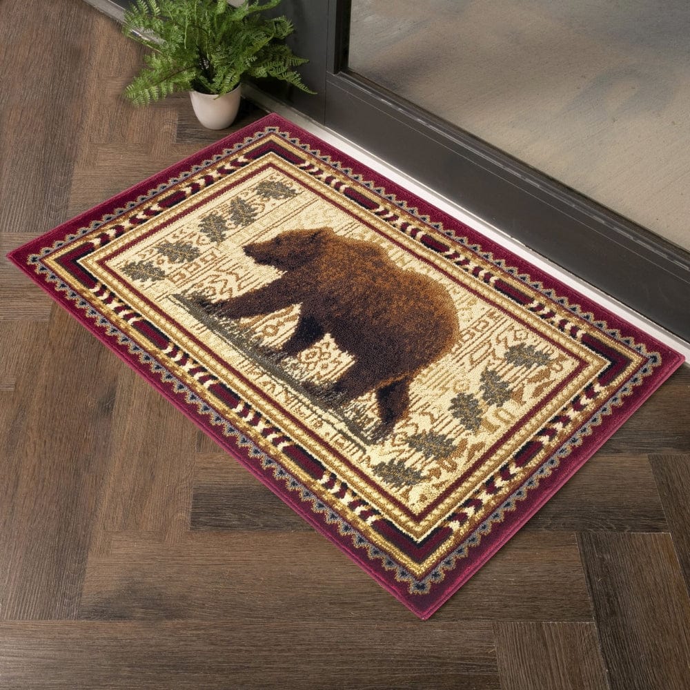 Bear Roam Red Area Rug