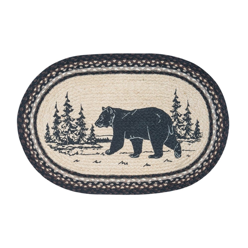Black Bear Stroll Silhouette Oval Patch Rug