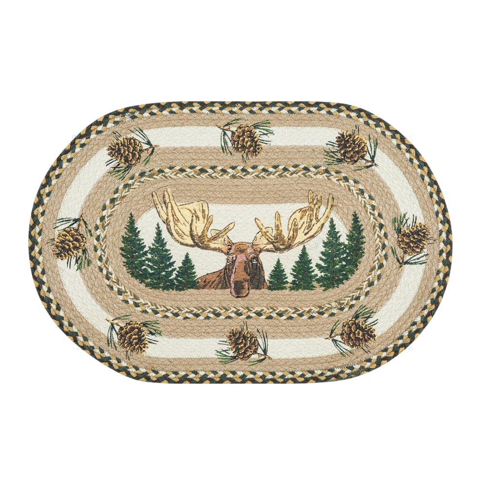 Bull Moose Forest Oval Rug