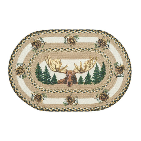 Bull Moose Forest Oval Rug