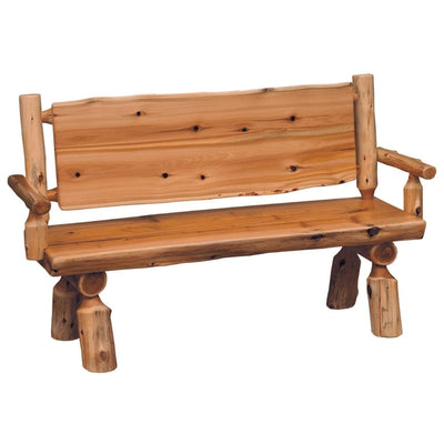 Cedar Log Bench With Back And Arms