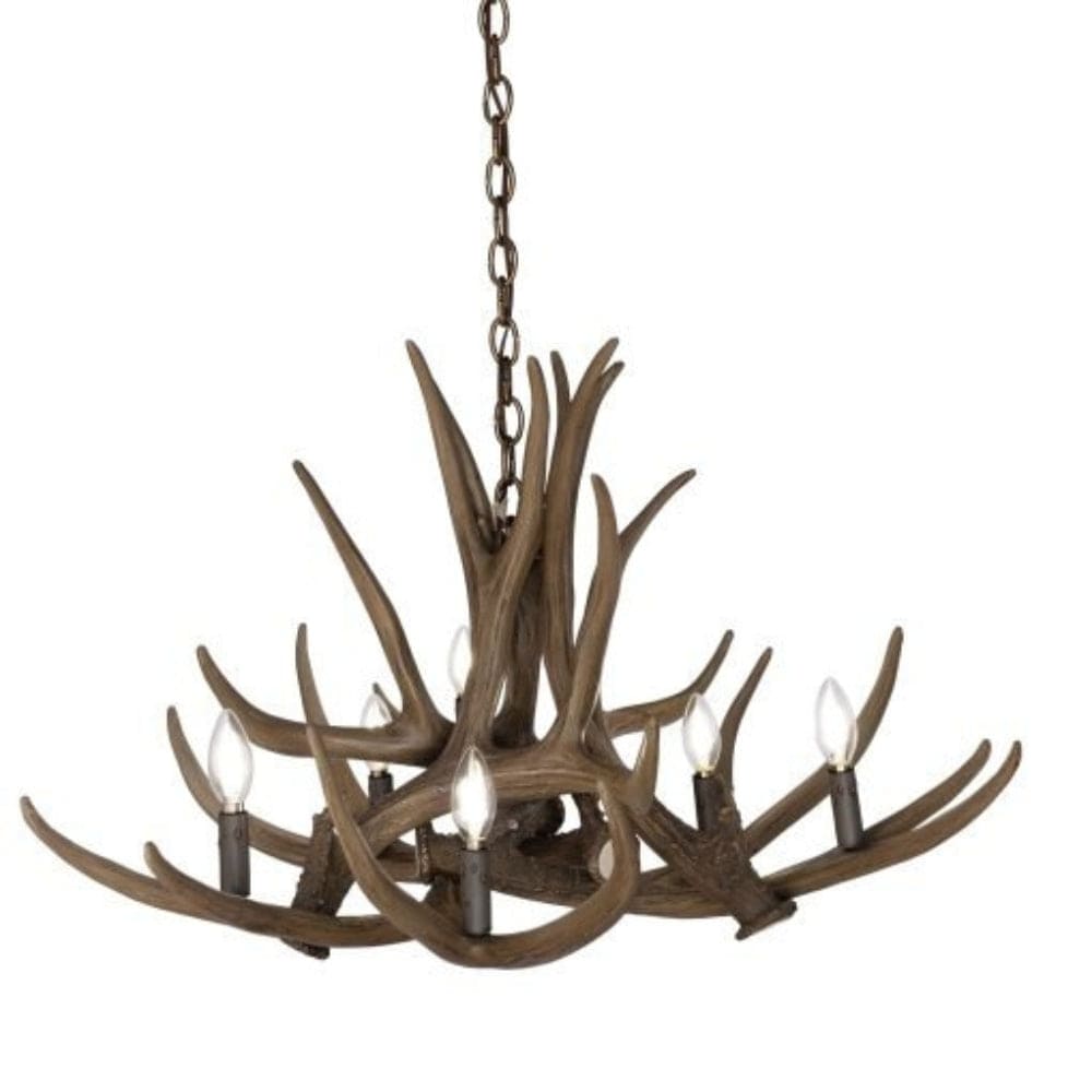 Mule Deer 6 Pewter Antler Chandelier