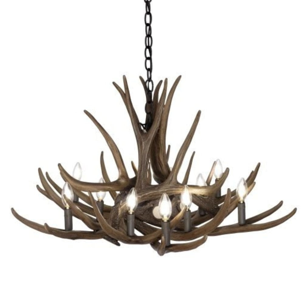 Mule Deer 9 Pewter Antler Chandelier