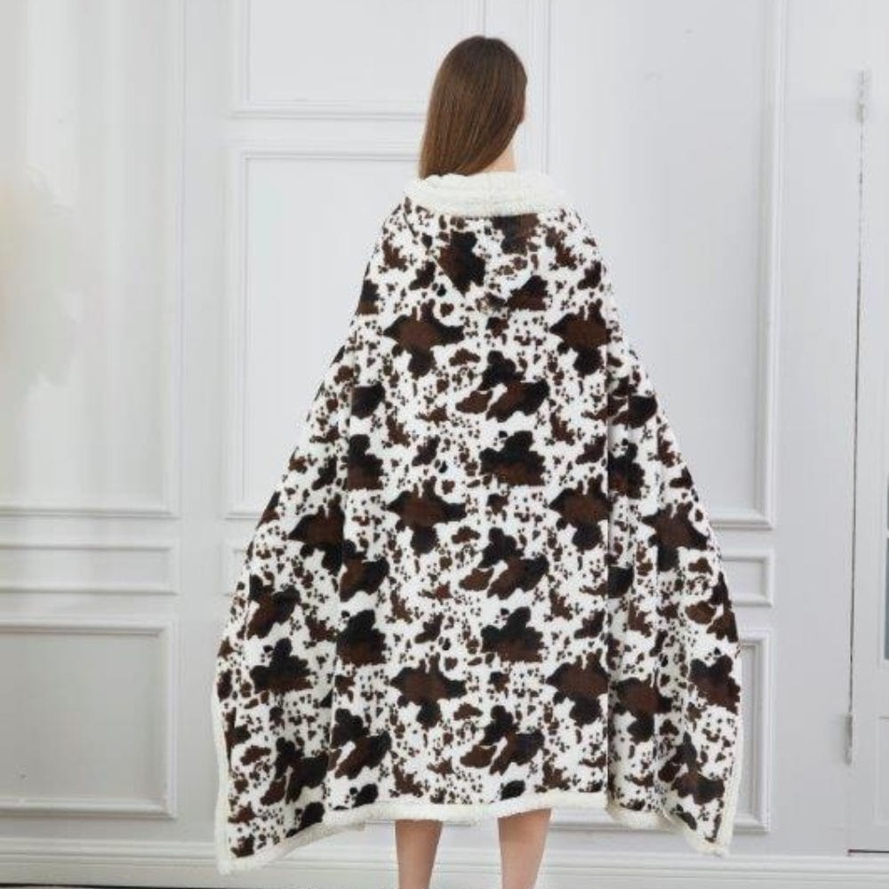 Brown Cowhide Wearable Throw