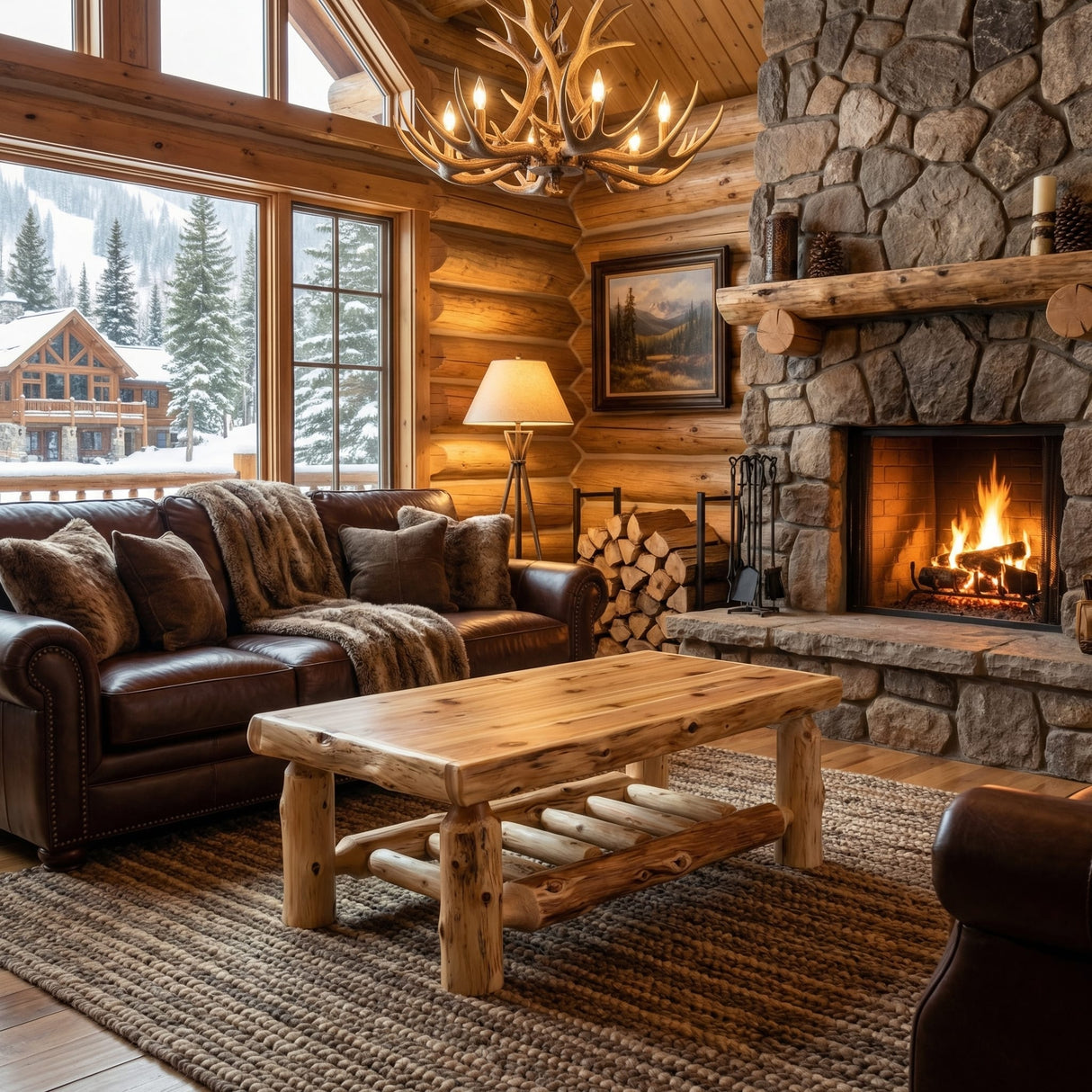 Cedar Log Coffee Table