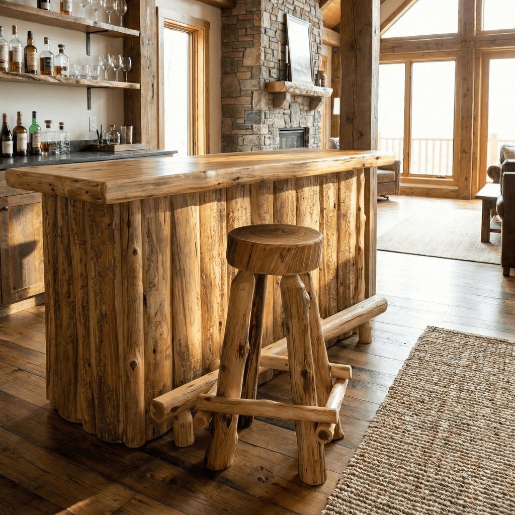 Cedar Slab Stool with Footrests