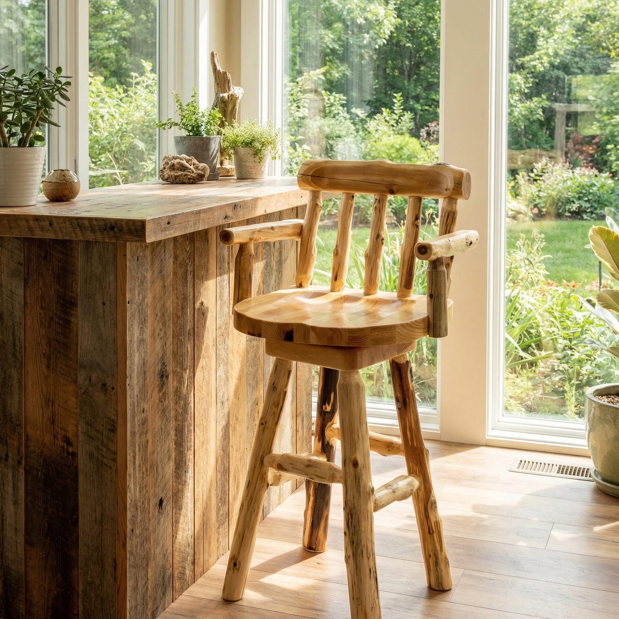 Log Stools with Arms