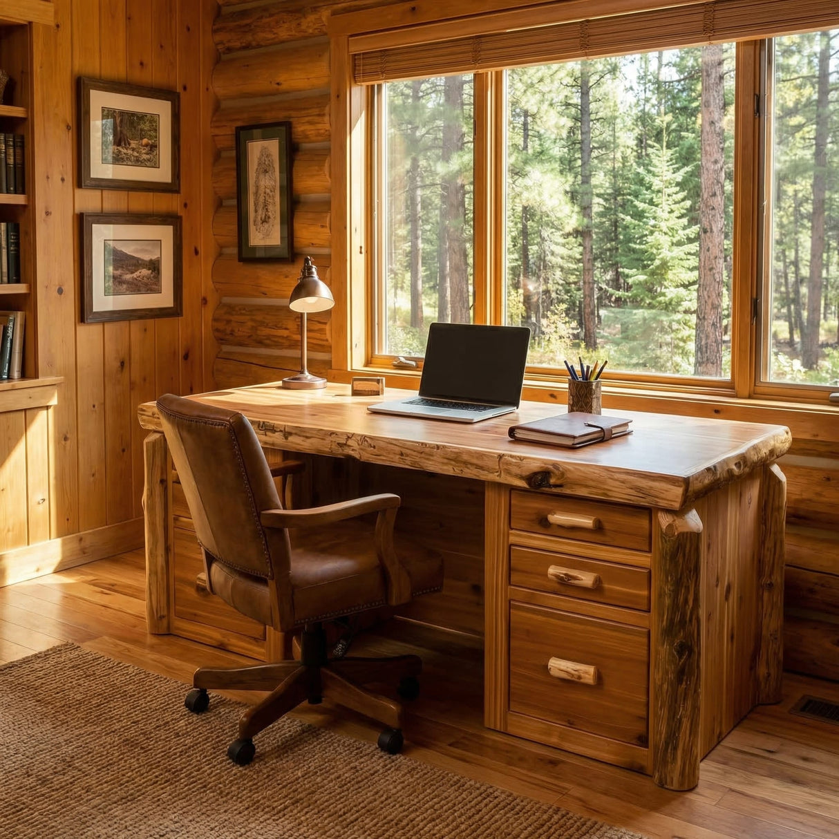 Cedar Log Executive Desk