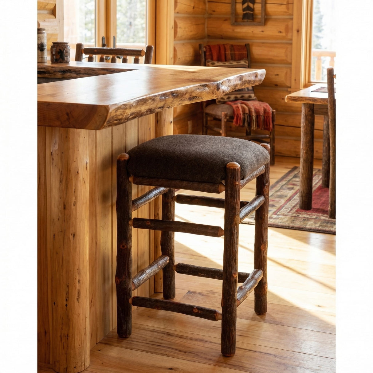 Hickory Backless Square Stool