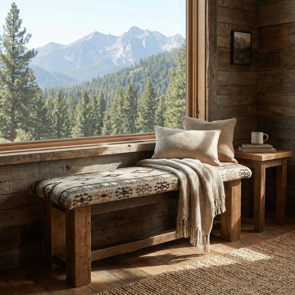 Barnwood Upholstered Bench