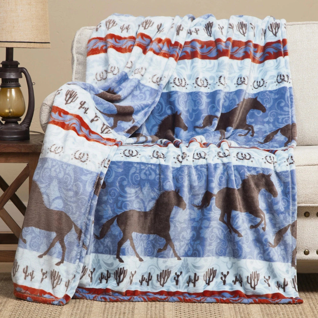 Dancing Horses Plush Throw