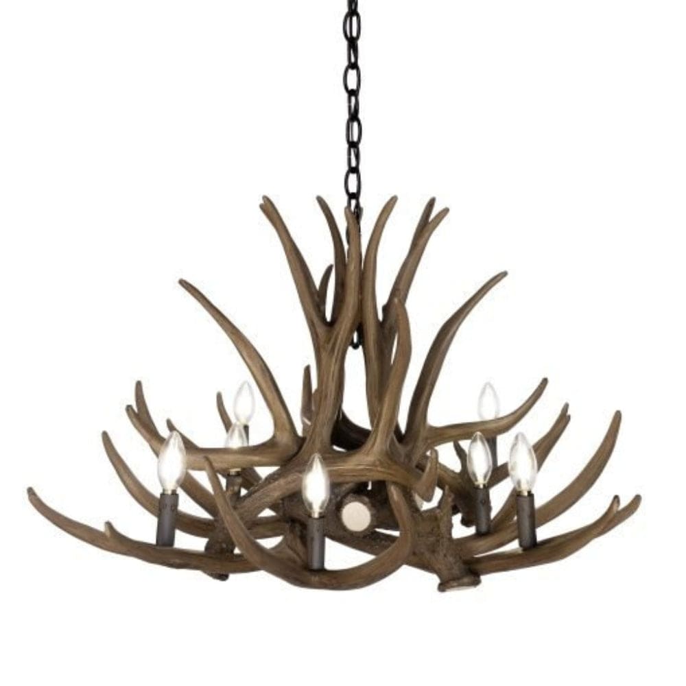 Mule Deer 8 Pewter Antler Chandelier