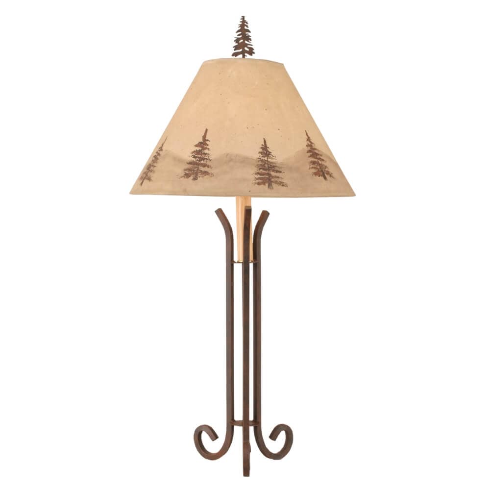 Rust 3 Curl Pine Accent Lamp