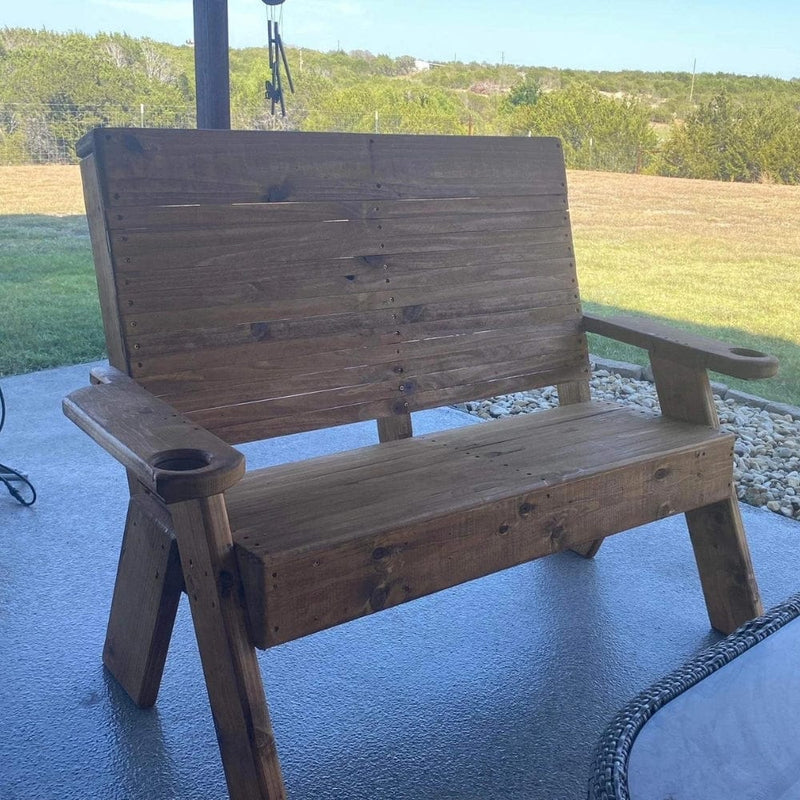 Rustic Highback Outdoor Bench