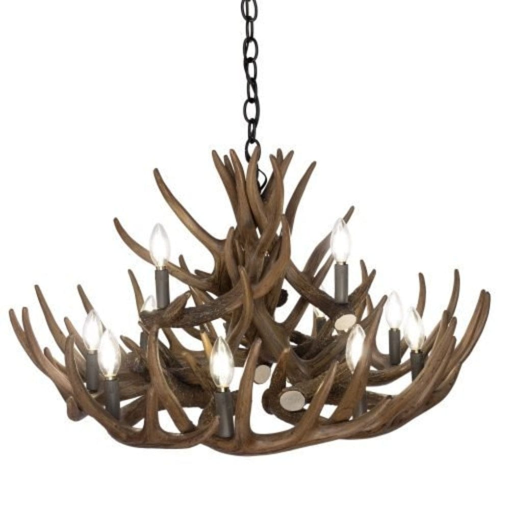 Whitetail 15 Pewter Antler Chandelier