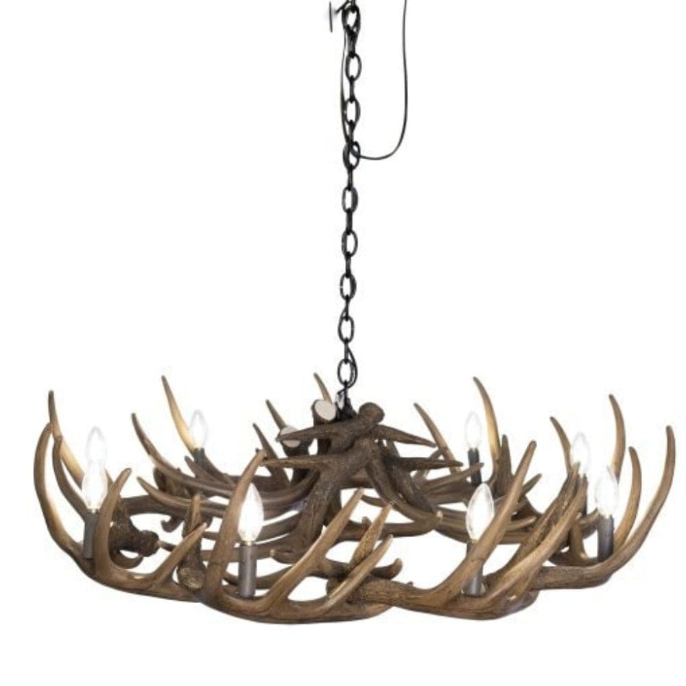 Whitetail 15 Pewter Antler Chandelier - Wide