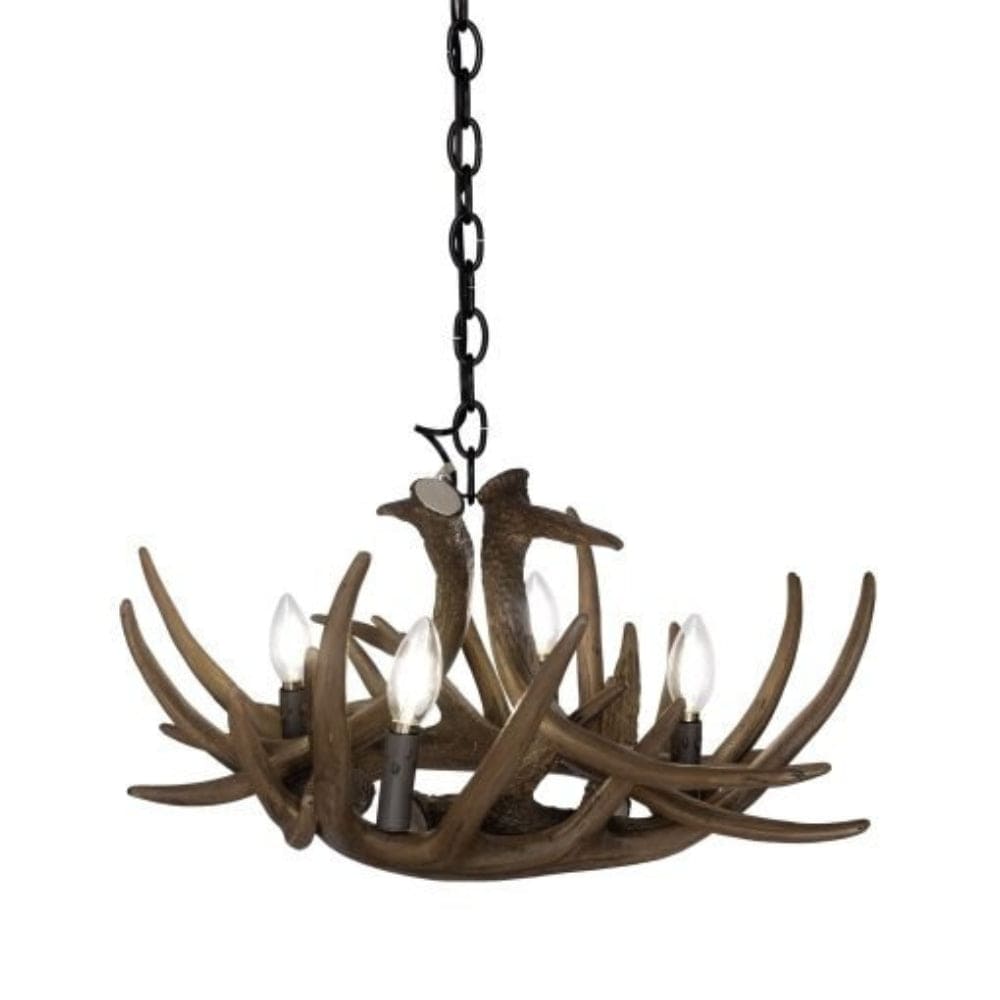 Whitetail 6 Pewter Antler Chandelier