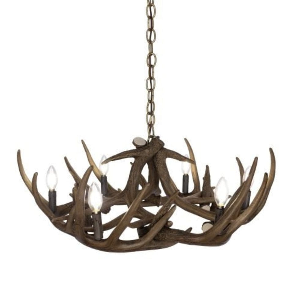 Whitetail 9 Pewter Antler Chandelier