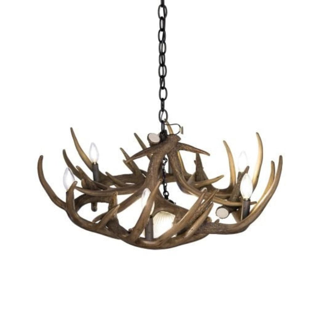 Whitetail 9 Pewter Antler Chandelier
