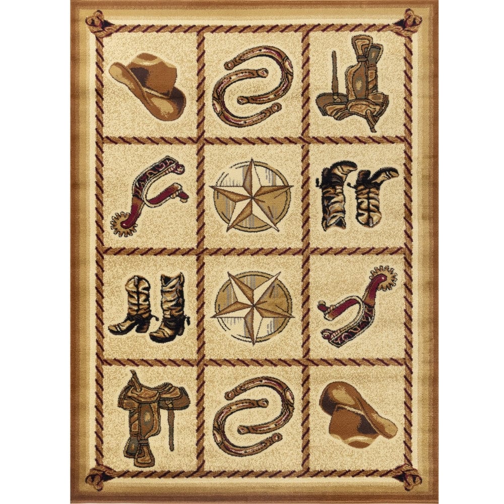 Western Match Square Area Rug