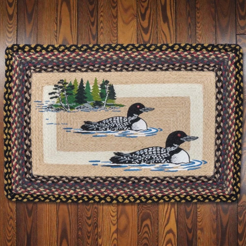 Lake Scene Loon Oblong Patch Rug