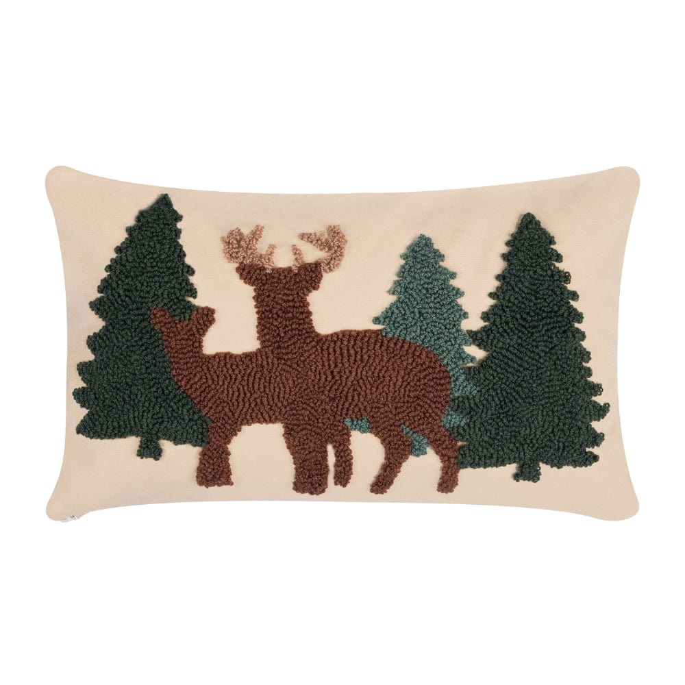 Buck & Doe Hooked Pillow
