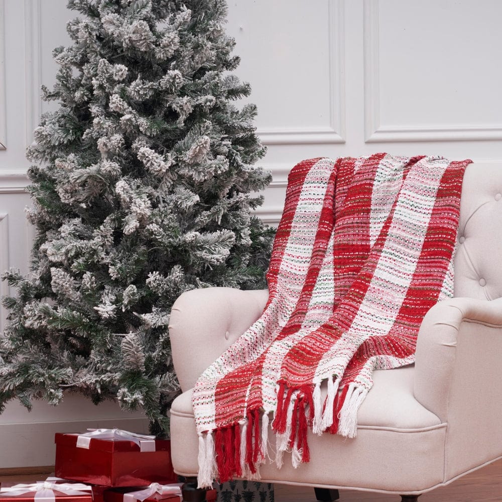 Red Weave Christmas Throw