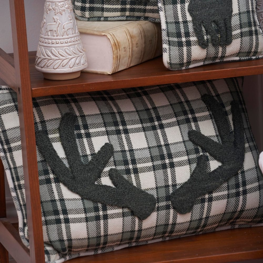 Plaid Antler Pillow