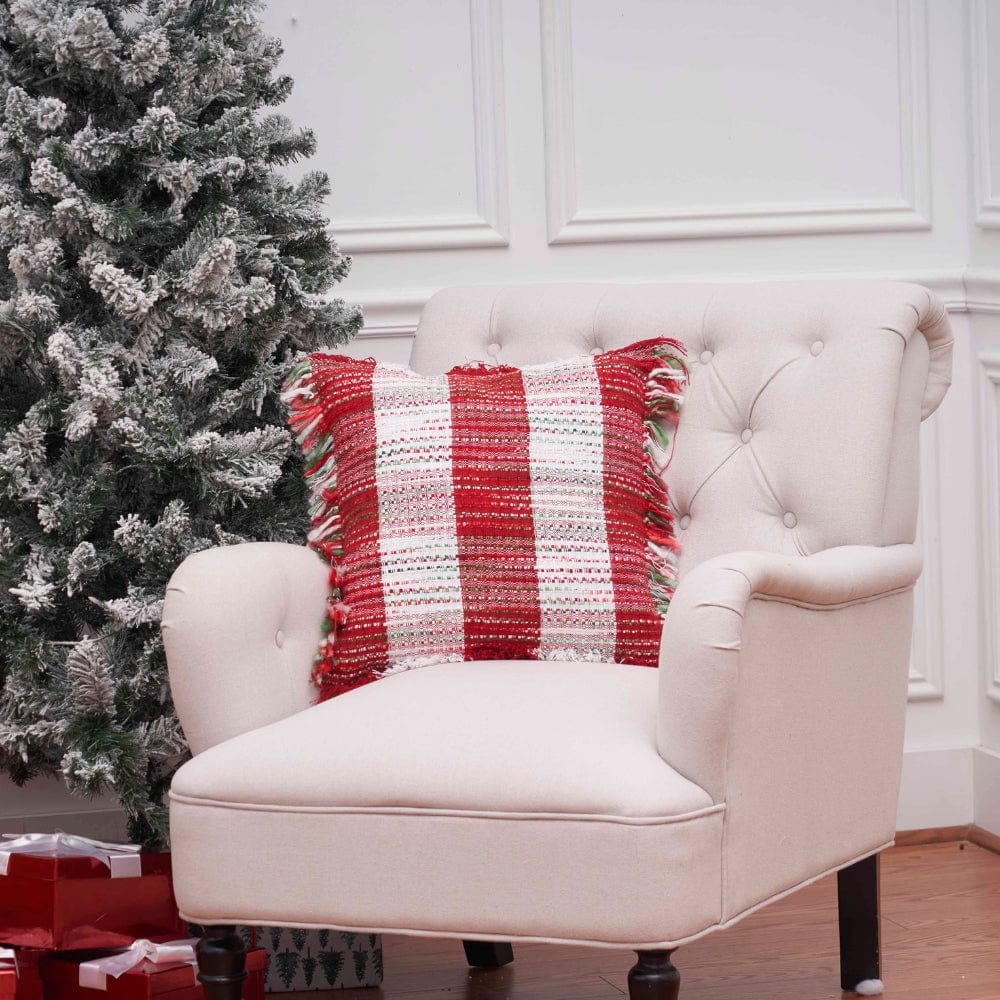 Red Weave Christmas Pillow