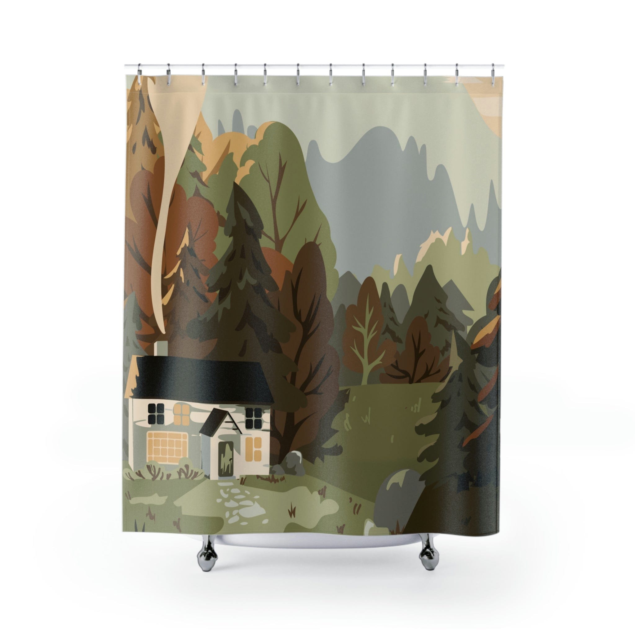 Smoky Mountain Cabin Shower Curtain Cabin Place