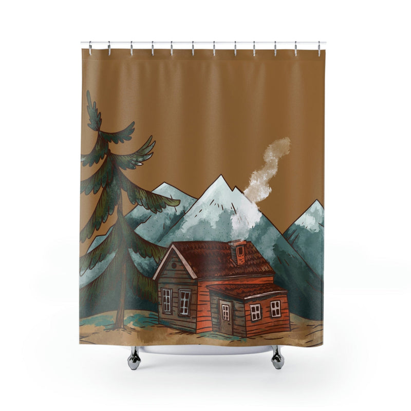 Watercolor Cabin Shower Curtain