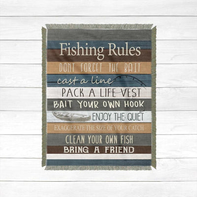 Angler’s Rules Woven Throw Blanket