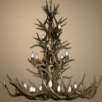 Authentic Mule Deer Tall Chandelier - Extra Large