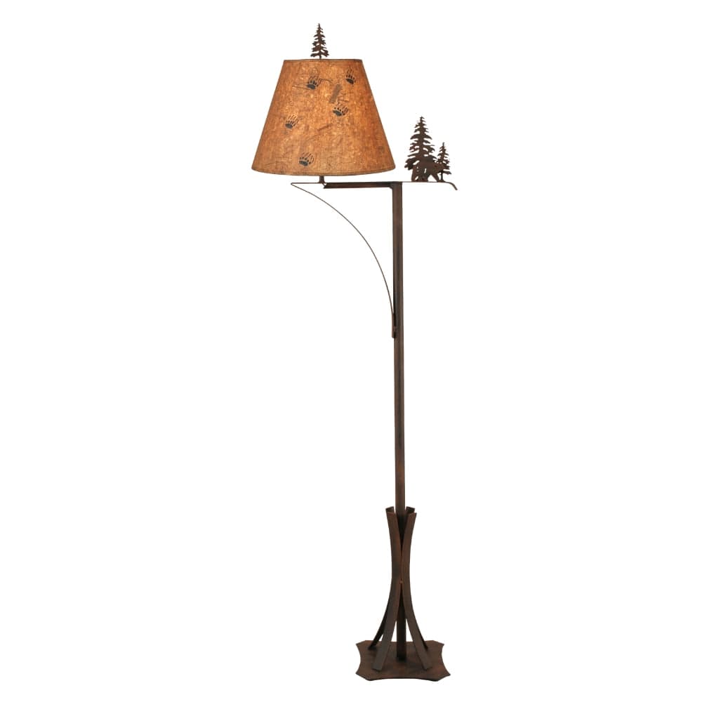 Black Bear in the Trees Cut Metal Floor Lamp