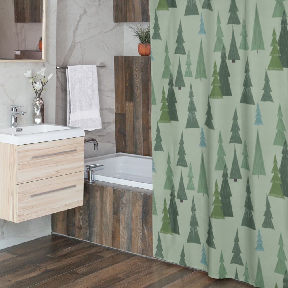 Bozeman Pines Shower Curtain Cabin Place
