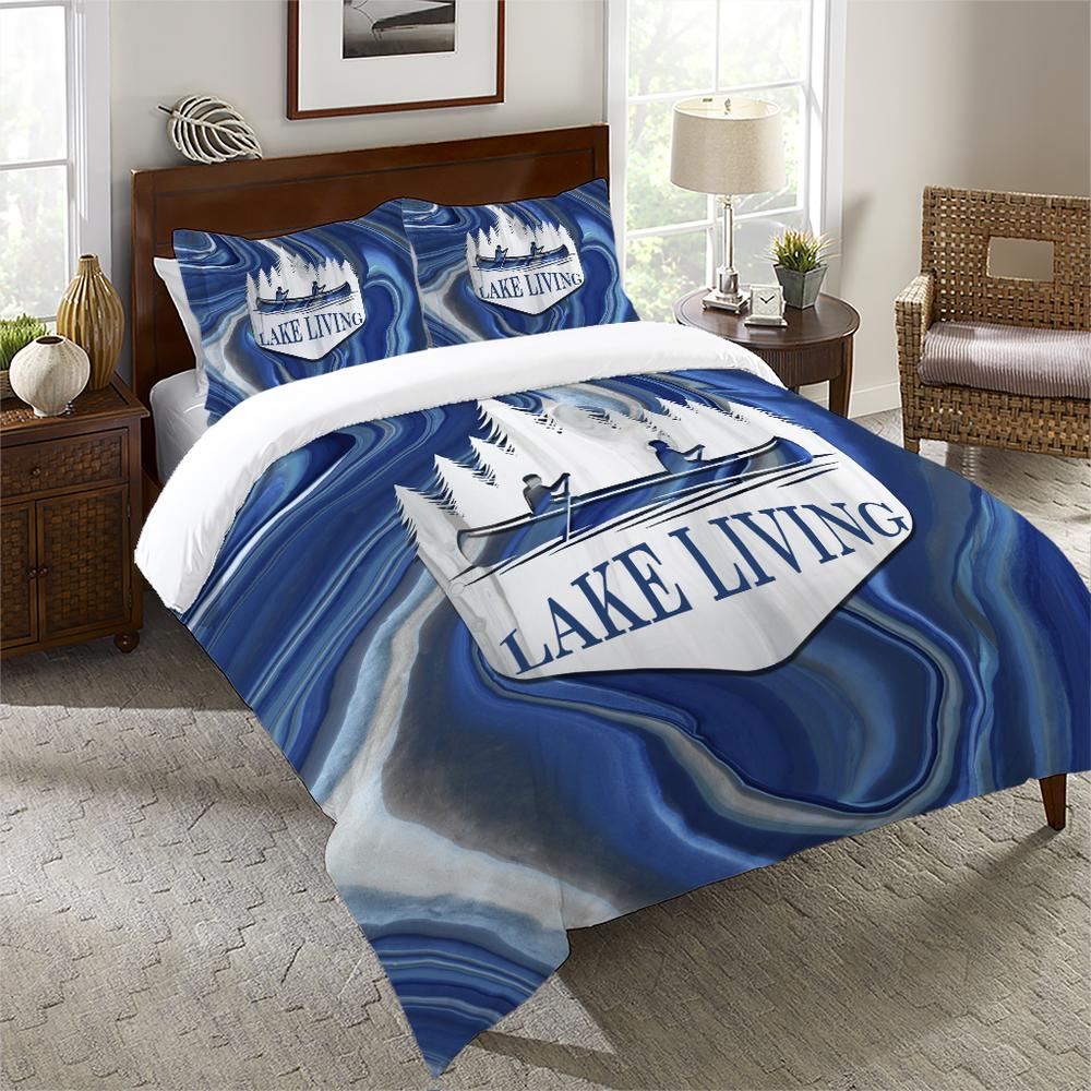 Deep Blue Lake Bedding Set Cabin Place