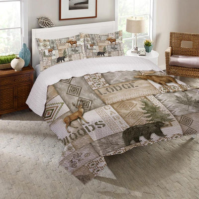 Mountain Trail Patch Gray Quilt Set