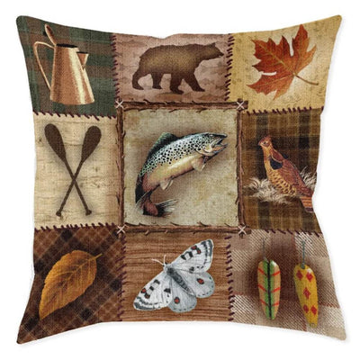 Rustic Nature Patch Woven Decorative Pillow