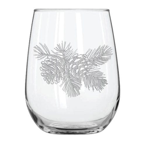 Vermont Pine Tree Etched Wine Glass - 17 oz