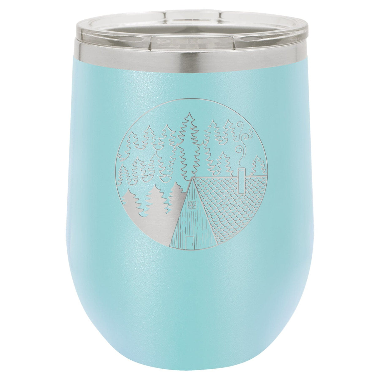 Cabin Scene 12 oz Wine Tumbler - Powder Coated