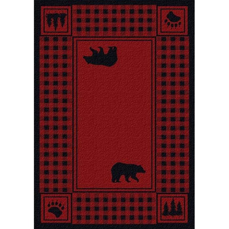 Bear Plaid Red Area Rug